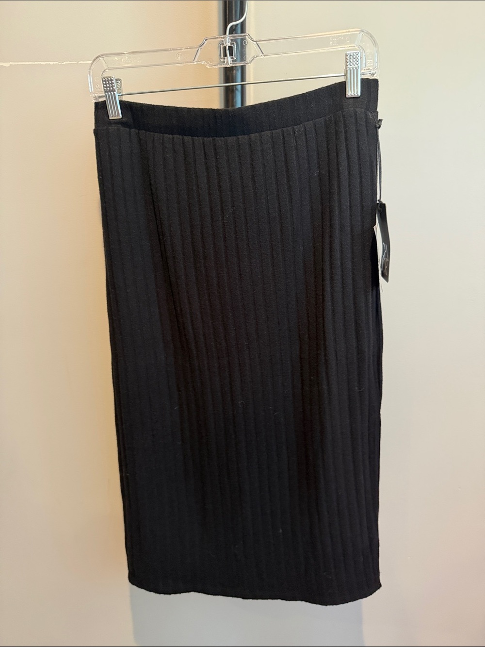 Chaser Black Ribbed Knit Pencil Skirt